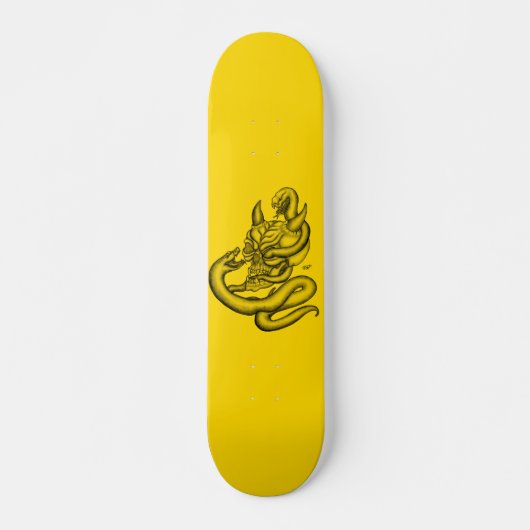 Schädel - Teufelsköpfe mit Schlange Skateboard (Vorne)