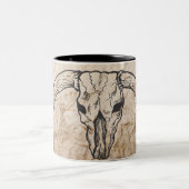 Schädel Texas Longhorn Stier Zweifarbige Tasse (Mittel)