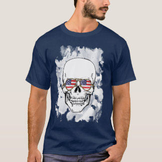 Schädel-tragende US Flagge-Sonnenbrillen T-Shirt