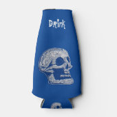 Schädel - trinkweiß/blau flaschenkühler (Vorderseite)