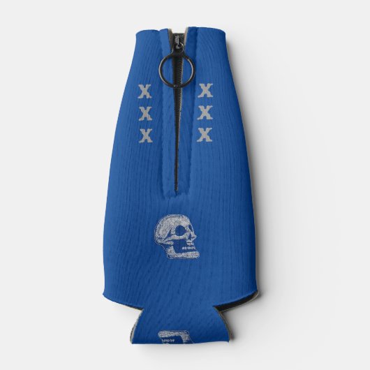 Schädel - trinkweiß/blau flaschenkühler (Rückseite)