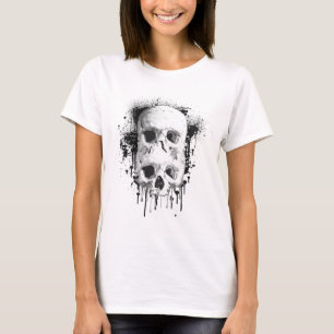 Schädel-Tropf-Schwarze-Tinten-Spritzer-Grafik T-Shirt