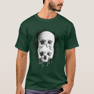 Schädel-Tropf-Schwarzes-Tinten-Spritzer-Grafik T-Shirt