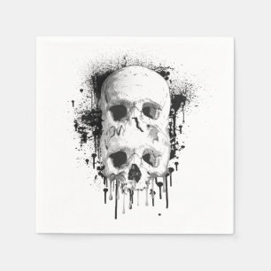 Schädel-Tropfen Schwarze Tinte Grafik Serviette