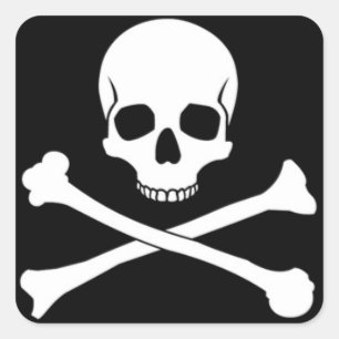 Schädel u. Crossbone quadratische Aufkleber