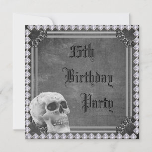 Schädel-u. Diamant-Doppeltes versah 35. Geburtstag Einladung