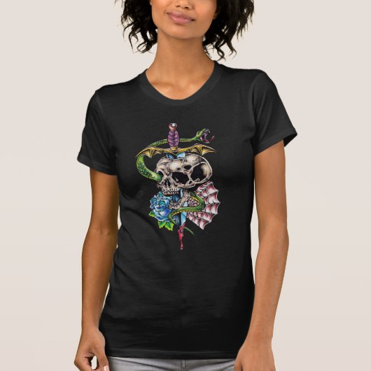 Schädel-u. Dolch-Tätowierung T-Shirt (Vorderseite)