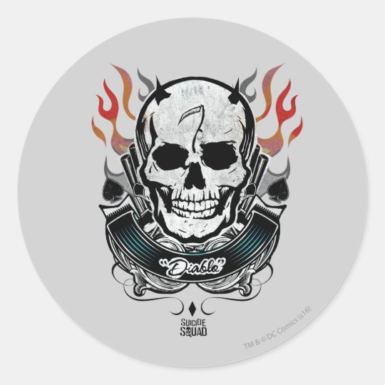 Schadel U Flammen Tatowierungs Kunst Der Runder Aufkleber Zazzle De