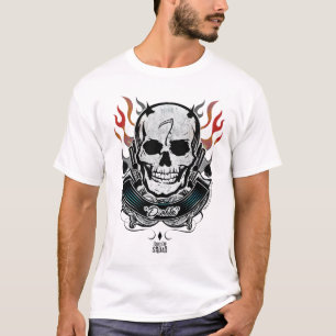 Schädel-u. Flammen-Tätowierungs-Kunst der T-Shirt