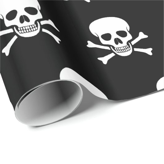 Schädel u. gekreuzte Knochen Geschenkpapier (Rolleneckpunkt)