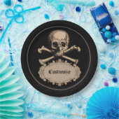 Schädel u. gekreuzte Knochen Pappteller (Party)