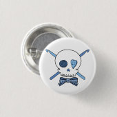 Schädel-u. Häkelarbeit-Haken (blau) Button (Vorne & Hinten)