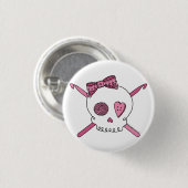 Schädel-u. Häkelarbeit-Haken (Rosa) Button (Vorne & Hinten)