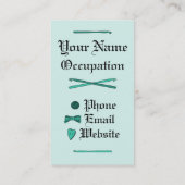 Schädel-u. Häkelarbeit-Haken (Türkis-Hintergrund) Visitenkarte (Rückseite)