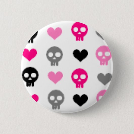 Schädel u. Herz-Knopf Button (Vorderseite)