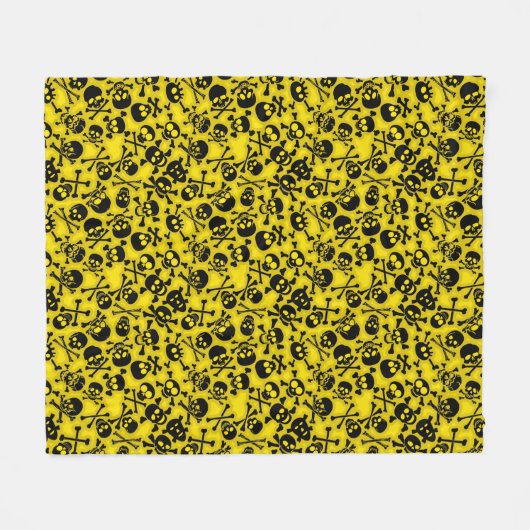 Schädel u. Knochen-Muster Fleecedecke (Vorderseite (Horizontal))