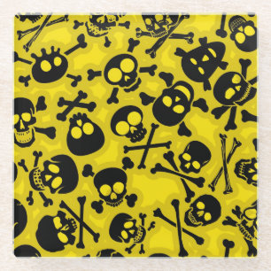 Schädel u. Knochen-Muster Glasuntersetzer