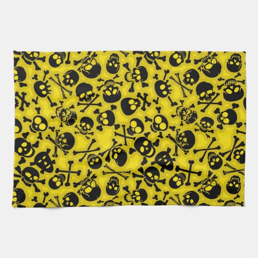 Schädel u. Knochen-Muster Handtuch (Horizontal)
