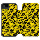 Schädel u. Knochen-Muster Incipio iPhone Geldbeutel-Hülle (Folio Geöffnet)