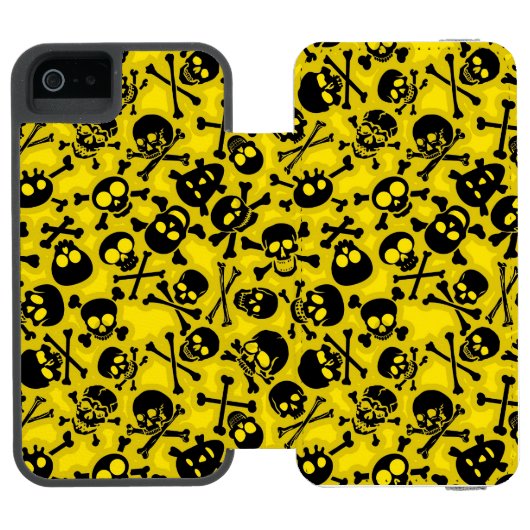 Schädel u. Knochen-Muster Incipio iPhone Geldbeutel-Hülle (Folio Geöffnet)