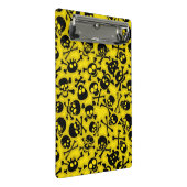 Schädel u. Knochen-Muster Mini Klemmbrett (Schrägansicht)