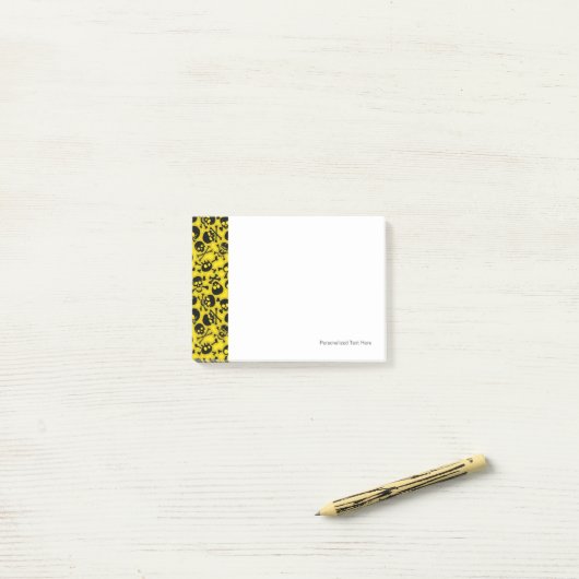 Schädel u. Knochen-Muster Post-it Klebezettel (Auf Schreibtisch)