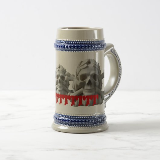 Schädel u. Knochen-Piraten-Skeleton Becher Stein Bierglas (VorderseiteRechts)