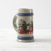 Schädel u. Knochen-Piraten-Skeleton Becher Stein Bierglas (Vorderseite Links)