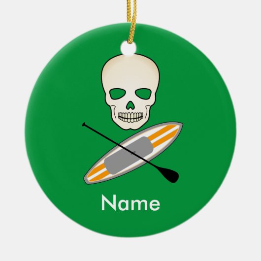 Schädel u. Paddleboard Keramikornament (Vorne)