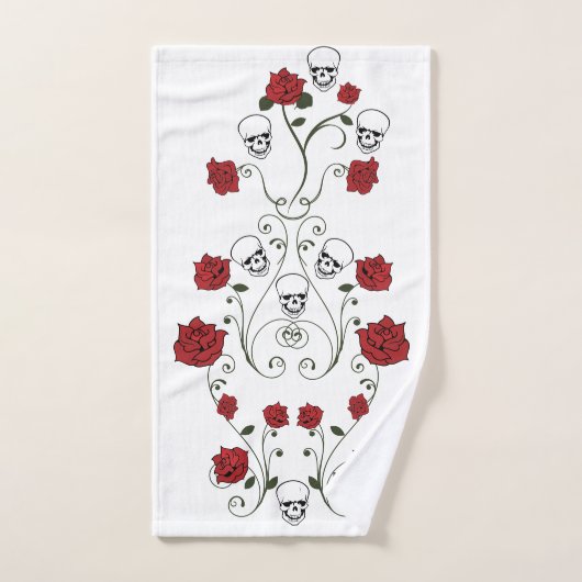Schädel-u. Rosen-Badezimmer-Tuch-Set Badhandtuch Set (Handtuch)