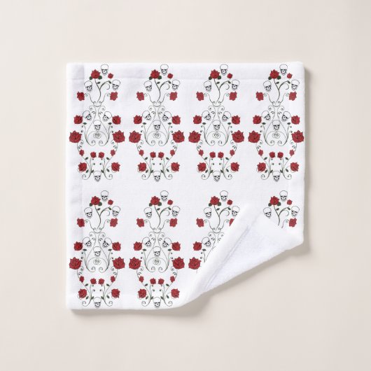 Schädel-u. Rosen-Badezimmer-Tuch-Set Badhandtuch Set (Waschlappen)