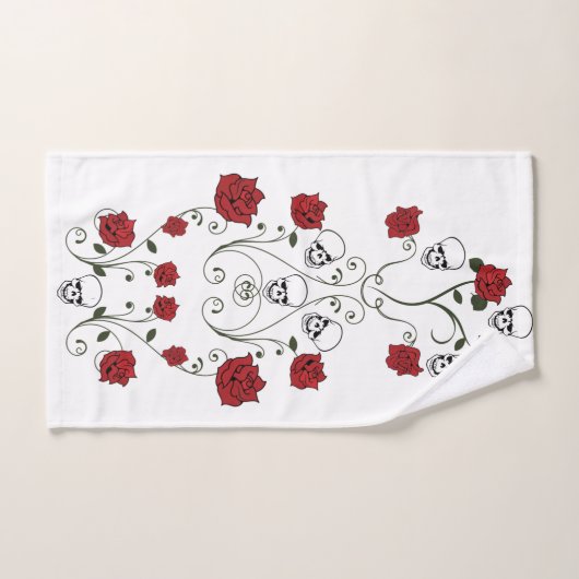 Schädel-u. Rosen-Badezimmer-Tuch-Set Badhandtuch Set (Handtuch)