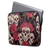 Schädel u. Rosen Laptopschutzhülle (Vorderseite Links)