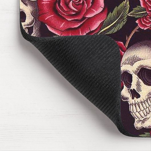 Schädel u. Rosen Mousepad (Ecke)