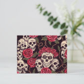 Schädel u. Rosen Postkarte (Stehend Vorderseite)
