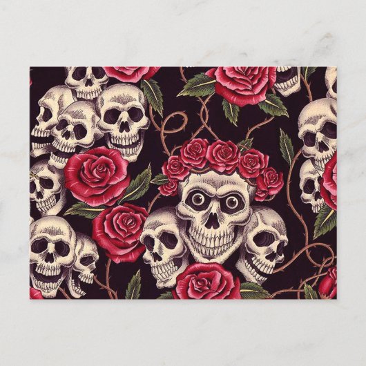 Schädel u. Rosen Postkarte (Vorderseite)