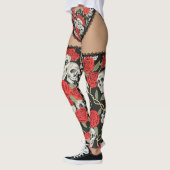 Schädel u. Rosen (schnüren Sie sich oben) Leggings (Links)