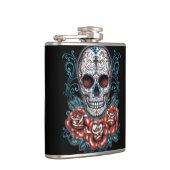 Schädel u. Rosen-Vinyl eingewickelte Flasche Flachmann (Rechts)