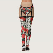 Schädel u. Rosen-Wäsche (Franzosen geschnitten) Leggings (Rückseite)