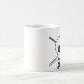 Schädel u. Stricknadeln (blau) Kaffeetasse (Mittel)