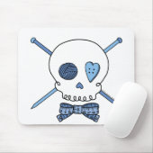 Schädel u. Stricknadeln (blau) Mousepad (Mit Mouse)