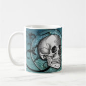 Schädel-u. Wirbels-aquamarine Kaffee-Tasse Kaffeetasse (Links)