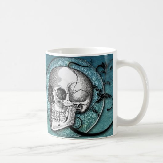 Schädel-u. Wirbels-aquamarine Kaffee-Tasse Kaffeetasse (Rechts)