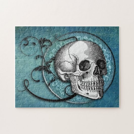 Schädel-u. Wirbels-aquamarines Puzzlespiel Puzzle (Horizontal)