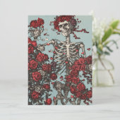 Schädel umgeben von Rose Einladung (Stehend Vorderseite)
