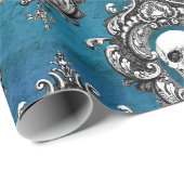 Schädel und Aquamarine Gotik Geschenkpapier (Rolleneckpunkt)