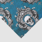 Schädel und Aquamarines gotisches Dekor Seidenpapier (Detail)