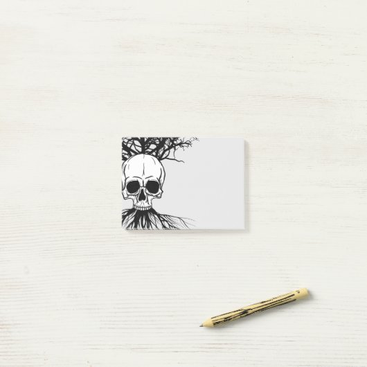 Schädel und Baum Post-it Klebezettel (Auf Schreibtisch)