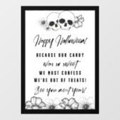 Schädel und Blume "Außerhalb der Leckereien" verwu Fensteraufkleber (Blatt)