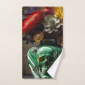 Schädel und Blume Badhandtuch Set (Handtuch)